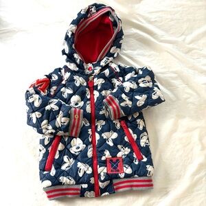 Disney Mickey Mouse Puffer Jacket Navy White sees SZ 3T NWOT